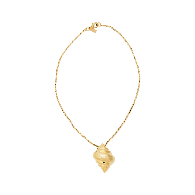 women trendy gold necklaces -Gold Chain & Seashell Pendant Necklace