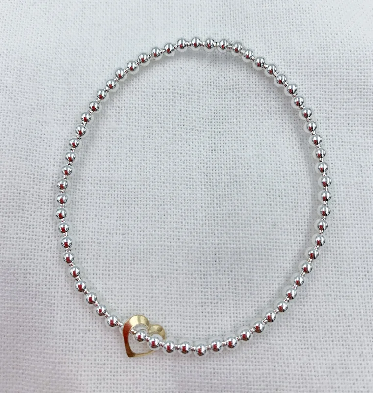 women gemstone charm bracelets -Floating Flat Heart Bracelet