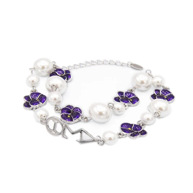 women crystal bracelets -ΔΣΘ Violets & Pearls Bracelet