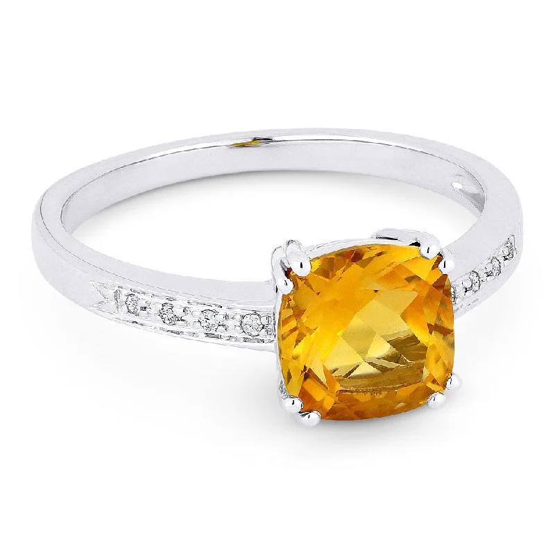 women men’s solitaire engagement rings -14K White Gold,citrine Ring