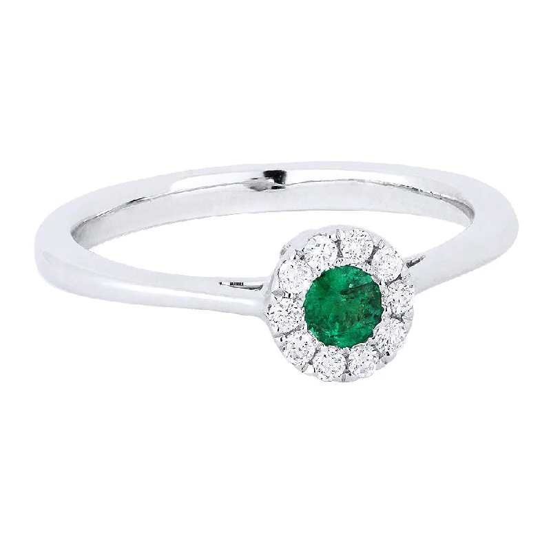 women designer engagement rings -14K White Gold,emerald Ring