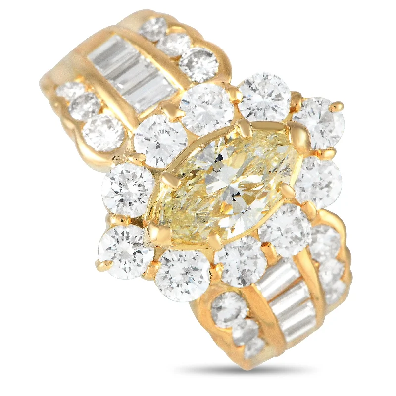 women luxury engagement ring sets -LB Exclusive 18K Yellow Gold 3.0ct Diamond Ring MF07-112924