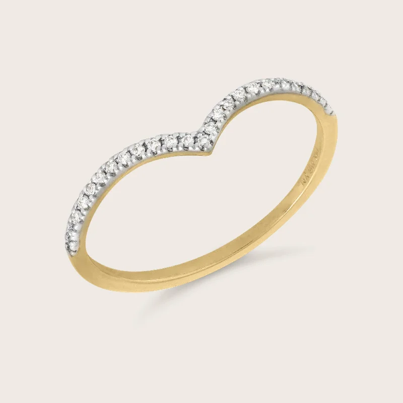 women birthstone rings for engagement -14k Yellow Gold Pavé Lab Grown Diamond Wishbone Stacking Ring