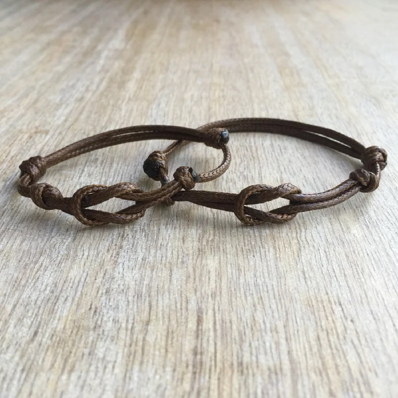 women hammered bangles -Naples, Brown Waxed Cord Bracelets, His and her Bracelet, Couples Bracelets, Celtic Couple Bracelets, Waterproof, Set of 2 WC001392