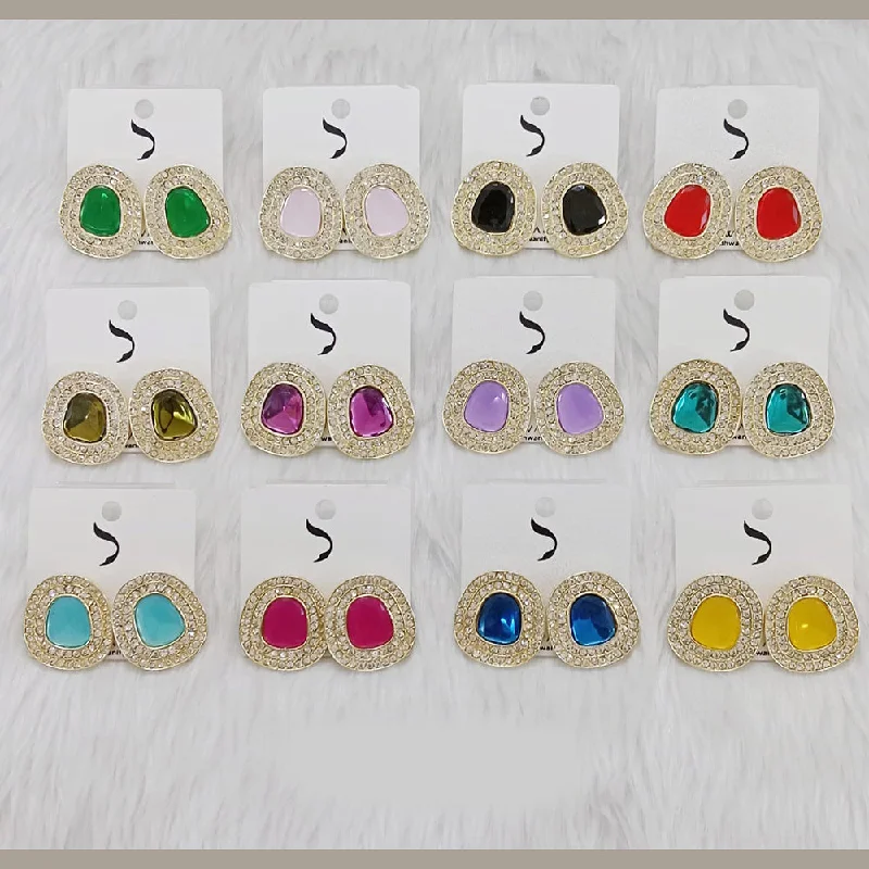 women boho earrings -Dhwani Gold Plated Austrian Stone Studs Earrings