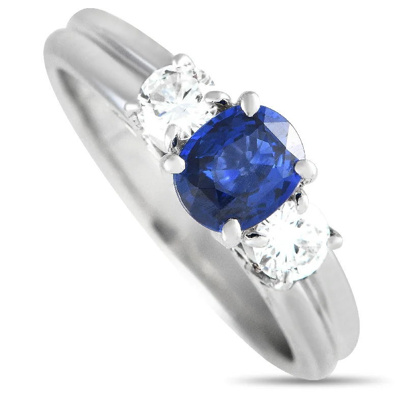 women romantic engagement rings -LB Exclusive Platinum 0.34ct Diamond and Sapphire Ring MF25-112924