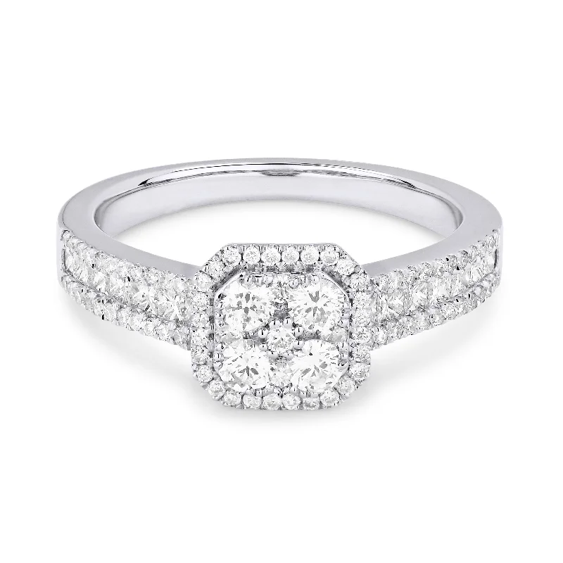 women unique engagement rings -14K White Gold,white Diamond Ring