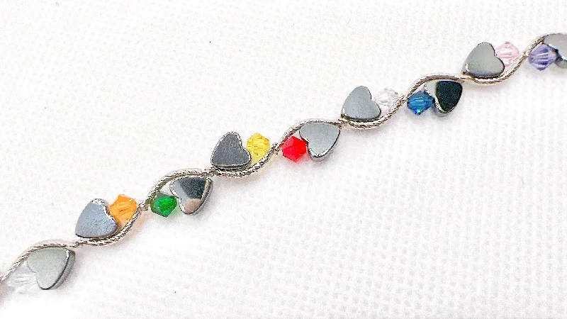 women antique bracelets -Rainbow Crystal Heart Bracelet