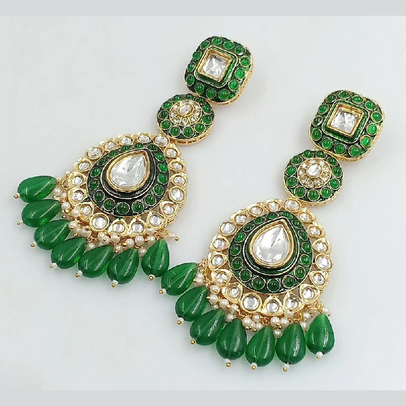 women trendy earrings -Rani Sati Jewels Gold Plated Kundan Stone And Pearl Dangler Earrings