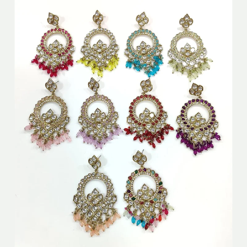 women colorful hoop earrings -Manisha Jewellery Gold Plated Kundan Stone And Pearls Dangler Earrings