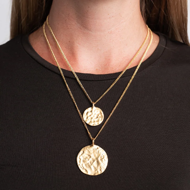 women anniversary necklaces -Double Chain Coin Pendants Necklace