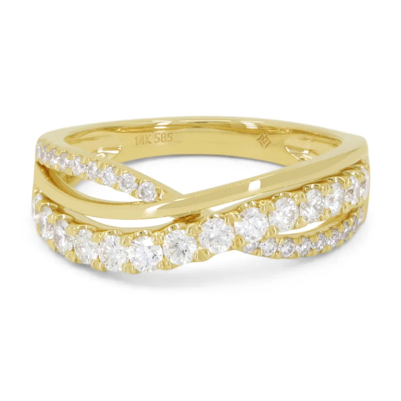 women stackable engagement rings -14K Yellow Gold,white Diamond Ring