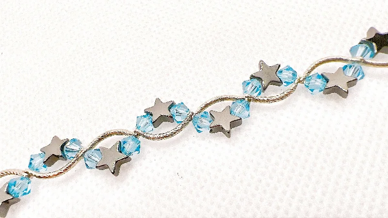 women smooth bangles -Aquamarine Star Crystal Bracelet