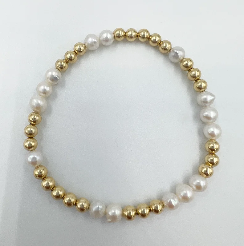 women double bangle bracelets -14k Gold Filled Freshwater Pearl Bracelet