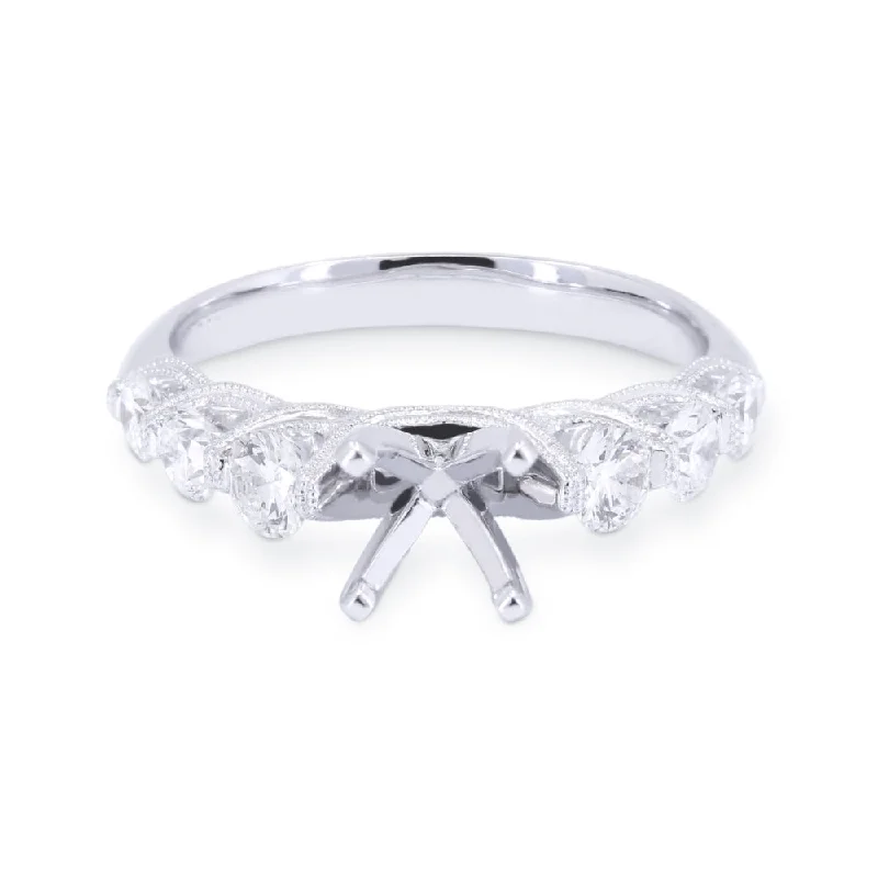 women elegant engagement rings -14K White Gold,white Diamond Ring