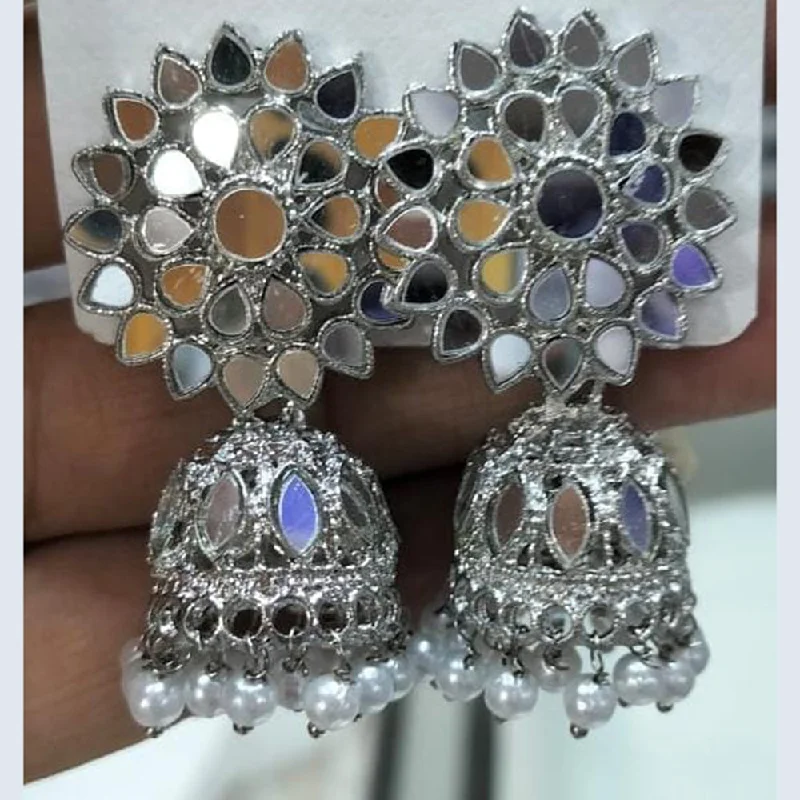 women vintage earrings -Kavita Art Silver Plated Mirror Jhumki Earrings