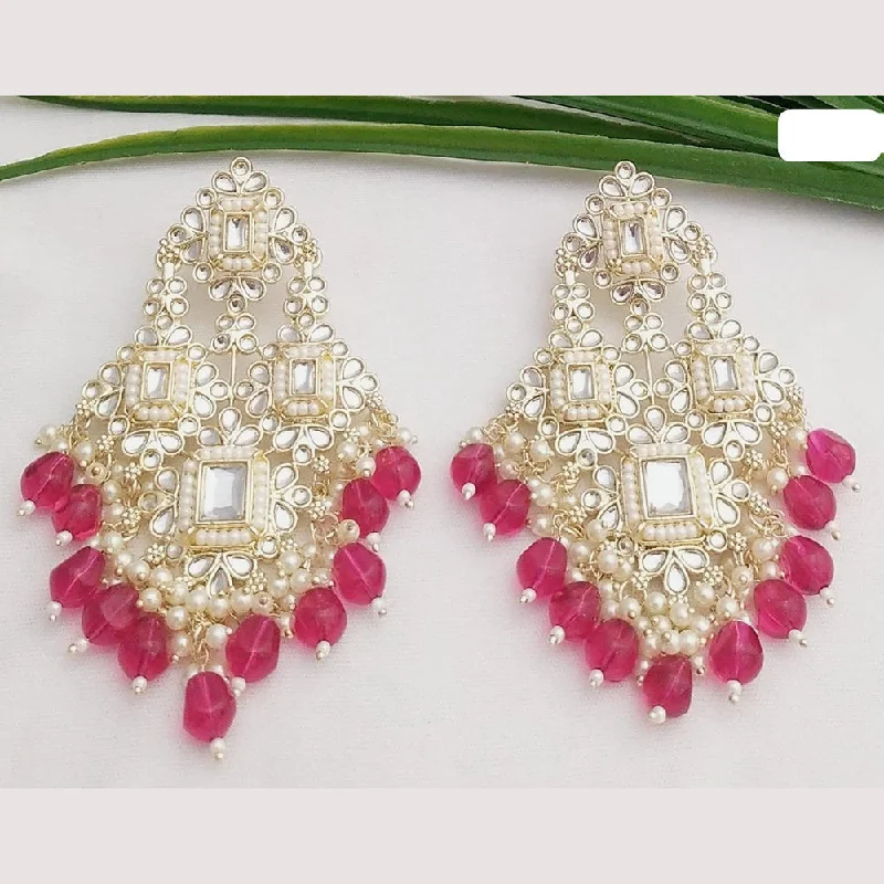 women gold-plated earrings -JCM Gold Plated Kundan And Pearl Dangler Earrings