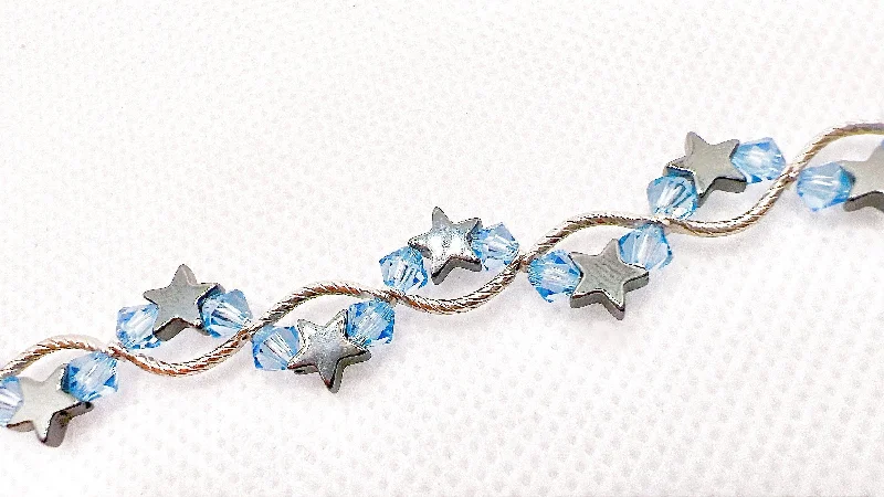 women double chain bracelets -Blue Zircon Star Crystal Bracelet