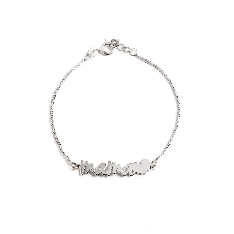 women bangles -Mum Heart Silver Bracelet