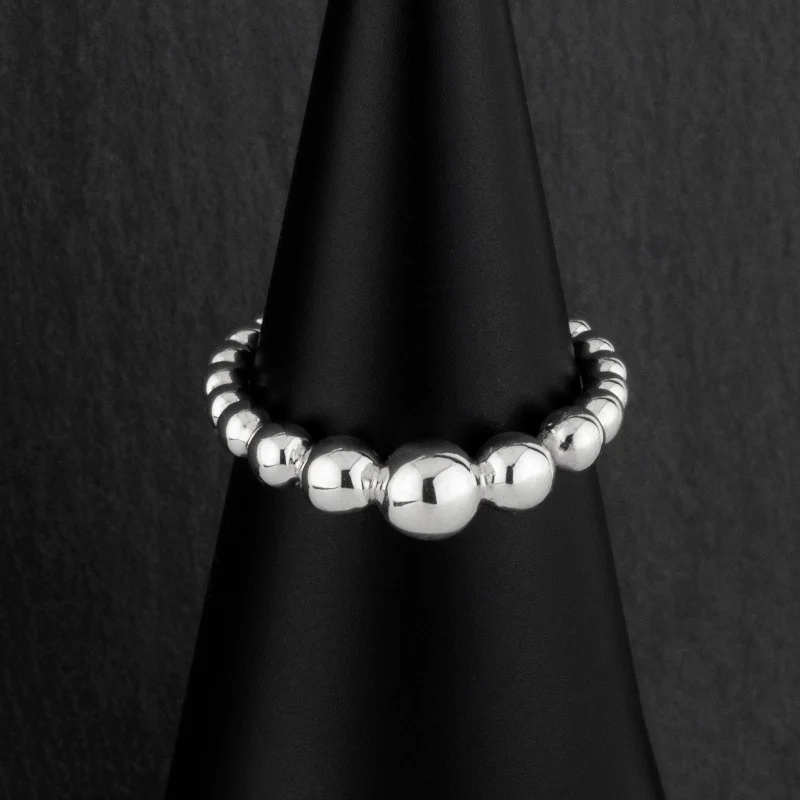 women vintage rings -Sterling Silver Graduating Bead Ring