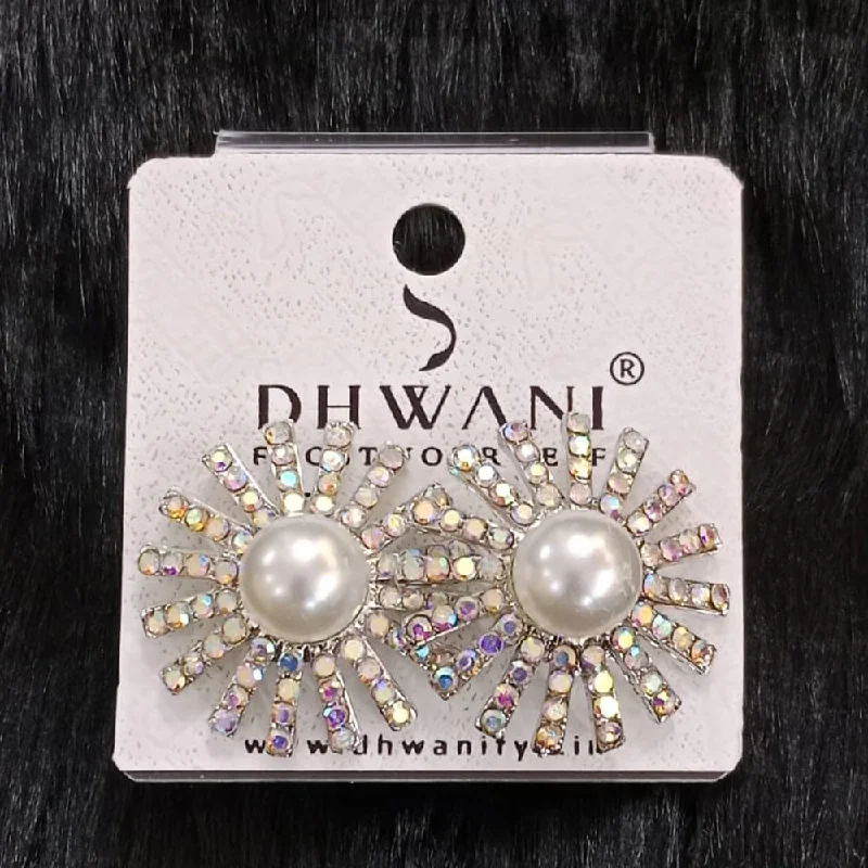 women gemstone earrings -Dhwani Silver Plated Austrian Stone Studs Earrings