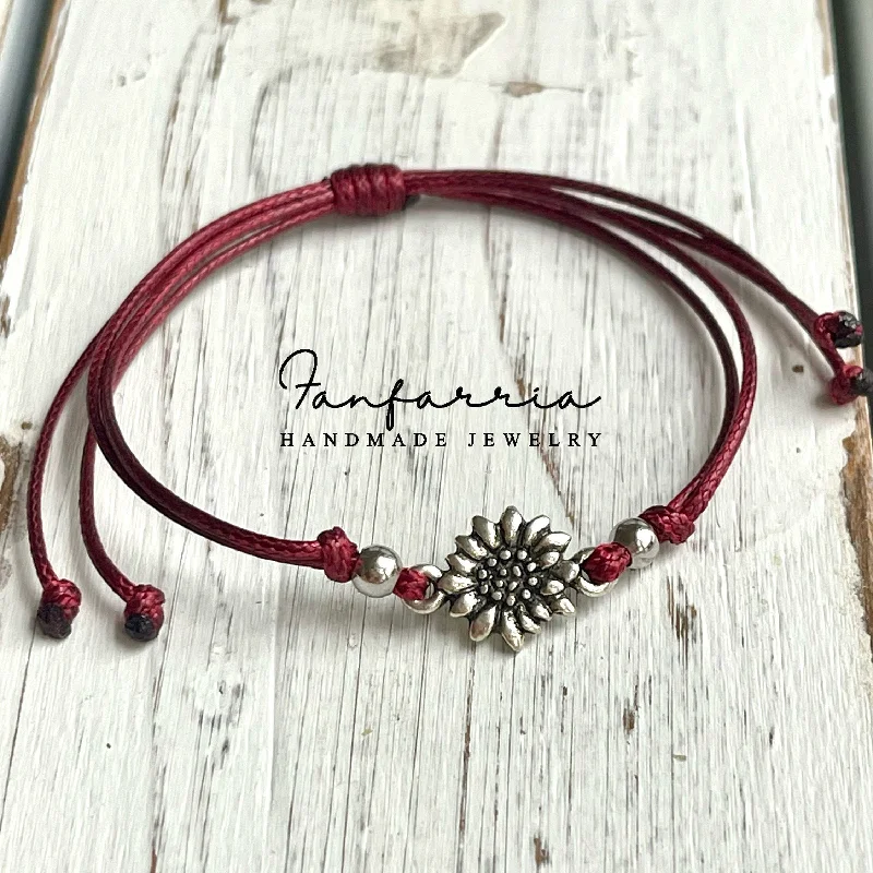 women gemstone charm bracelets -Sunflower Garnet Bracelet Anklet Waterproof