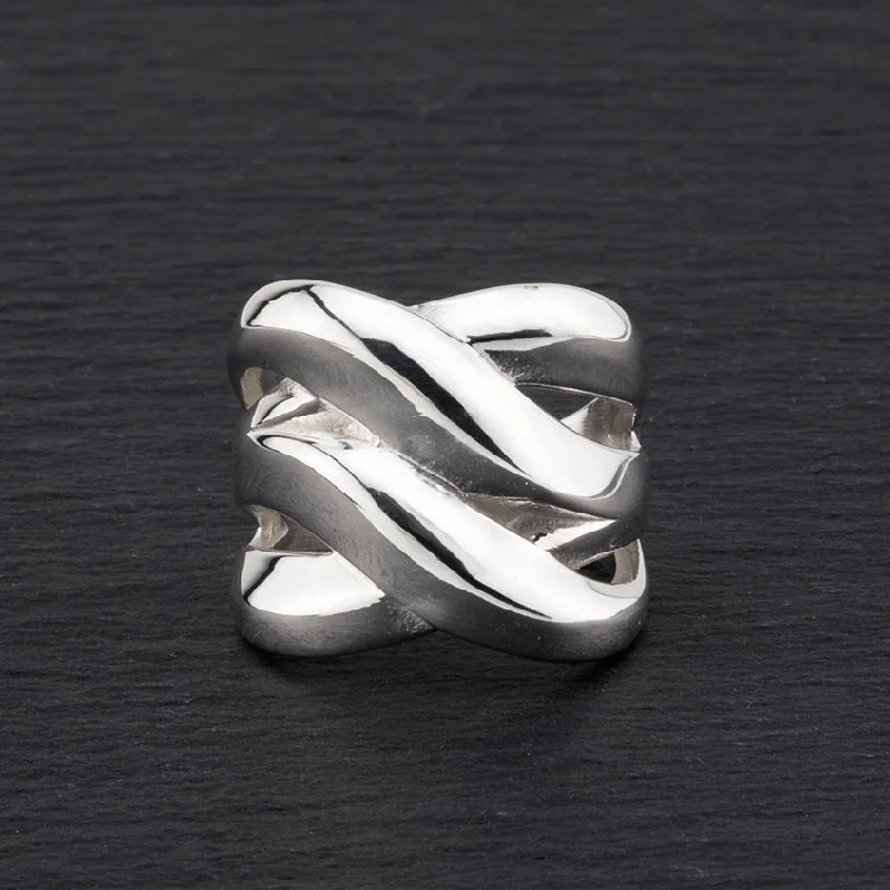 women romantic rings -Chunky Sterling Silver Infinity Weave Ring