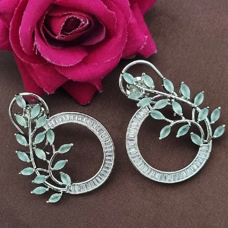 women custom engraved earrings -Lucentarts Jewellery Silver Plated AD Dangler Earrings