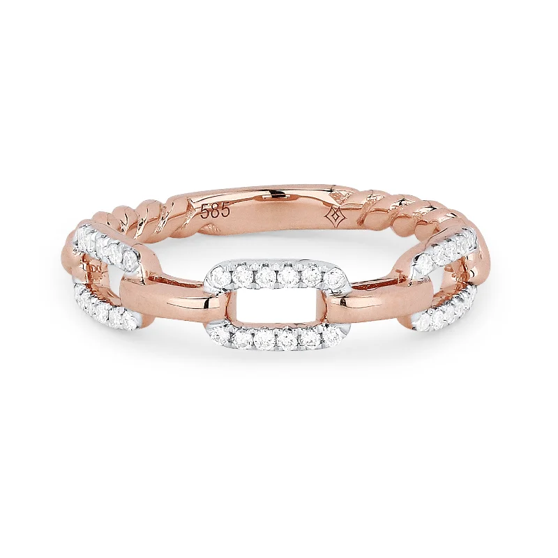 women ring sets -14K Rose Gold,white Diamond Ring