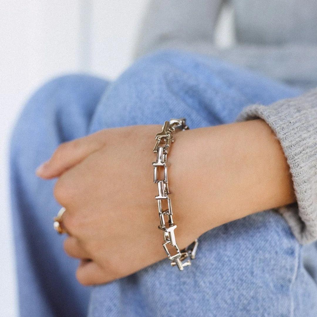 women silver cuff bracelets -Tiana Link Bracelet