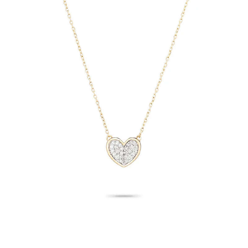 women rope necklaces -Tiny Pavé Folded Heart Necklace