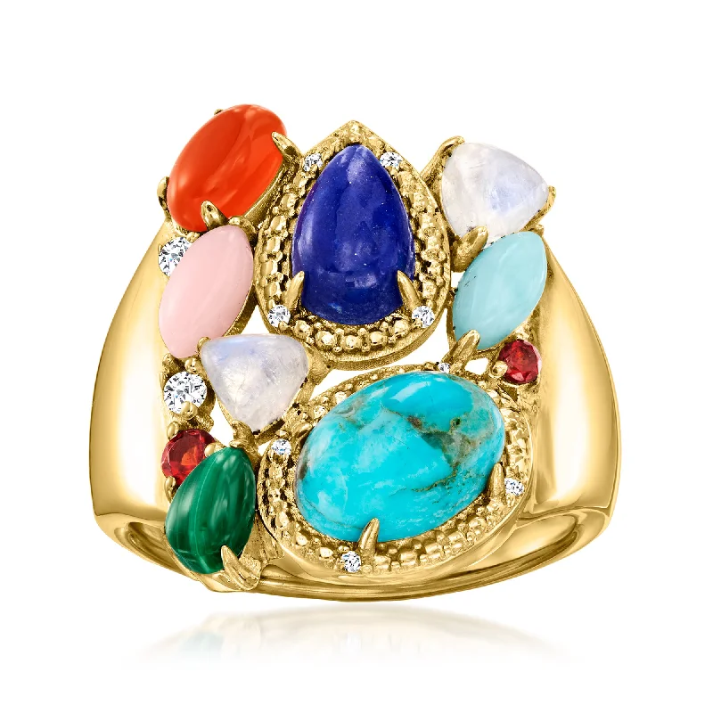 women cushion diamond rings -Ross-Simons Multi-Gemstone Ring in 18kt Gold Over Sterling