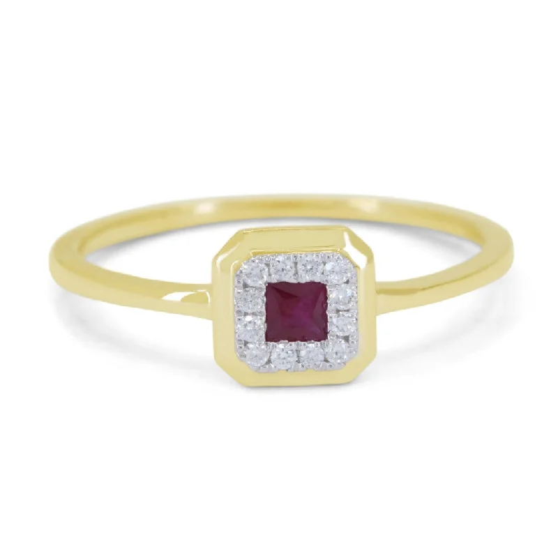 women art deco engagement rings -14K Yellow Gold,ruby Ring