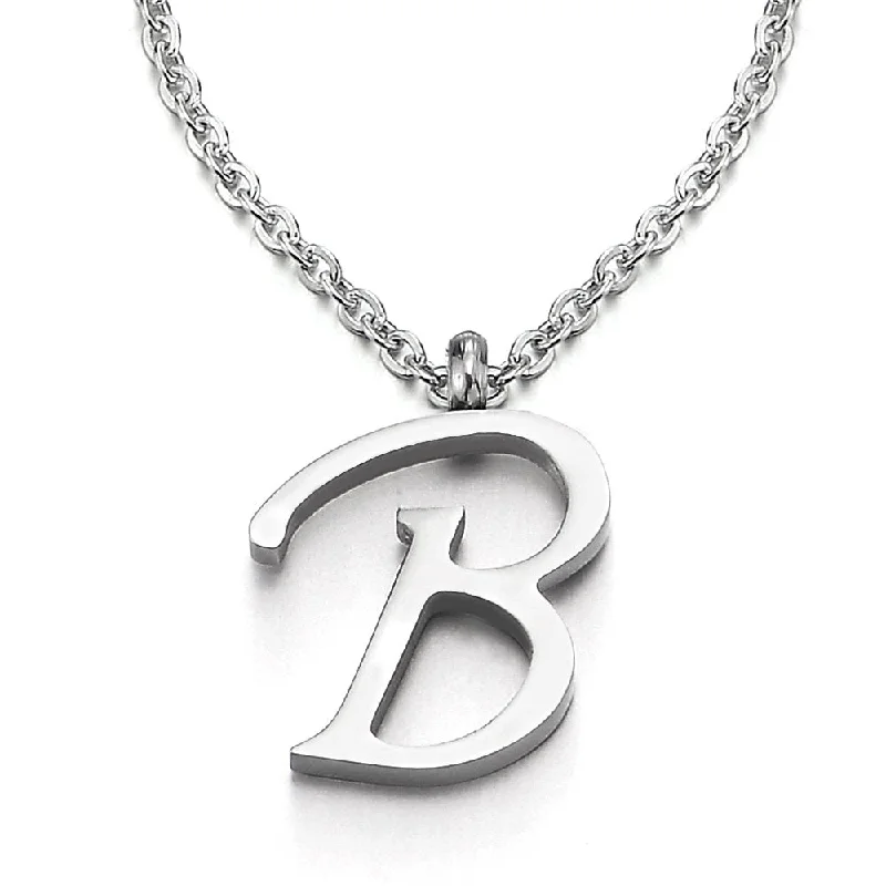 women star-shaped necklaces -Womens Mens Steel Name Initial Alphabet Letter 26 A to Z Pendant Necklace with 20 inches Chain