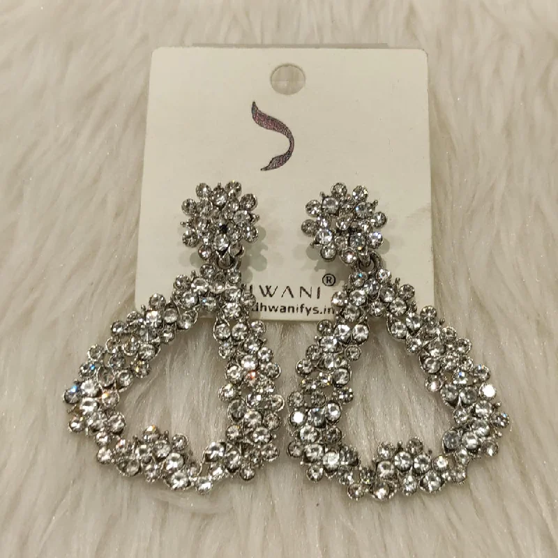 women gemstone earrings -Dhwani Silver Plated Austrian Stone Dangler Earrings