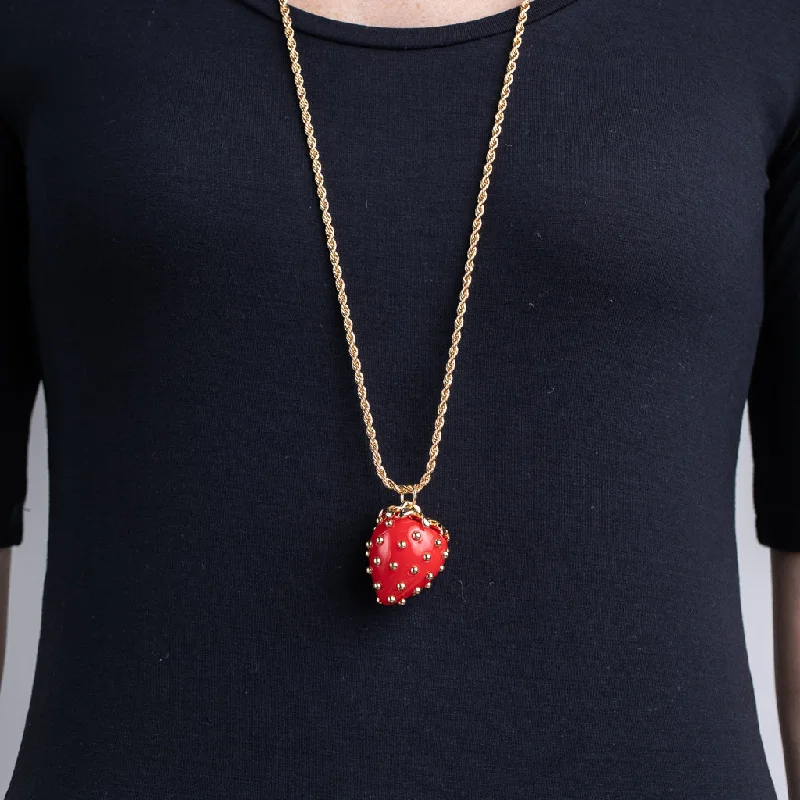 women emerald necklaces -Red Strawberry Necklace