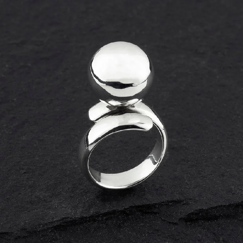 women gemstone rings -Sterling Silver Big Single Ball Ring