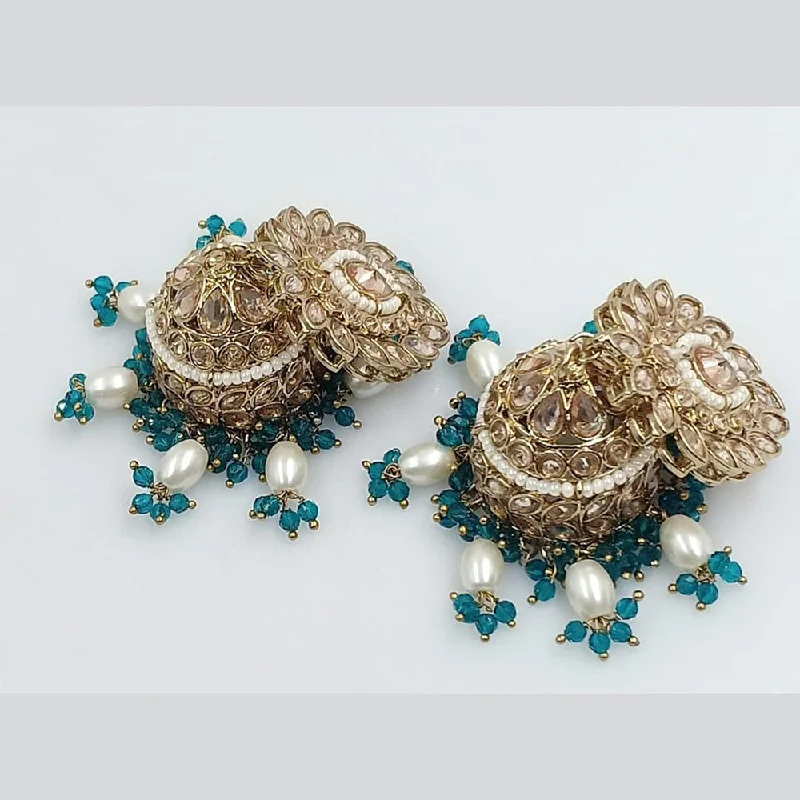 women sterling silver earrings -Rani Sati Jewels Gold Plated Crystal Stone Jhumki Earrings