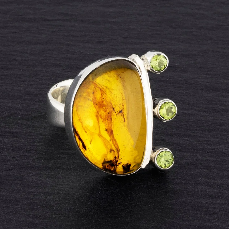 women infinity rings -Chunky Amber and Peridot Stone Ring