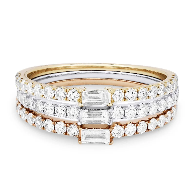 women luxury diamond engagement rings -14K Tri Color Gold,white Diamond Ring