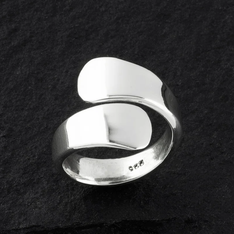 women vintage-style rings -Sterling Silver Open Front Wrap Ring