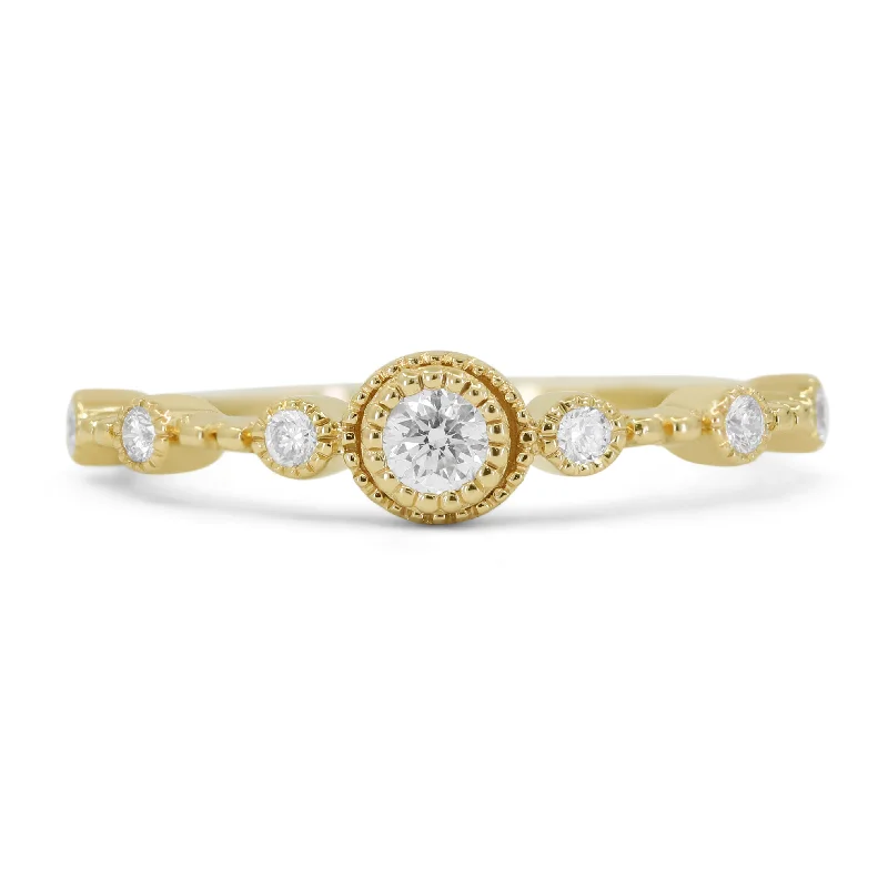 women men’s engagement rings -14K Yellow Gold,white Diamond Ring