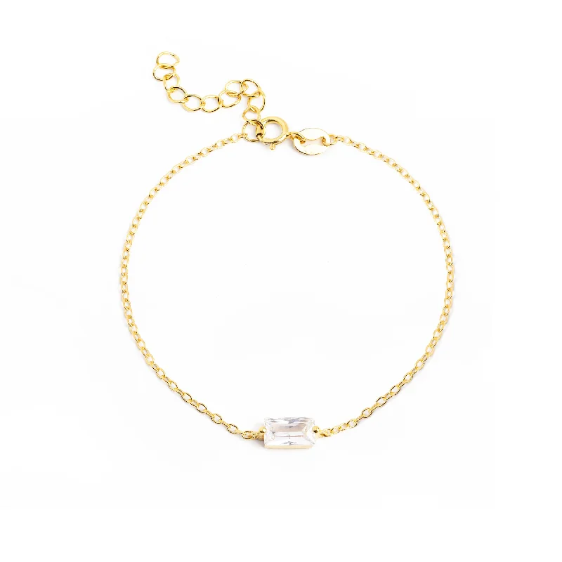 women thin bangles -Baguette Gold Bracelet