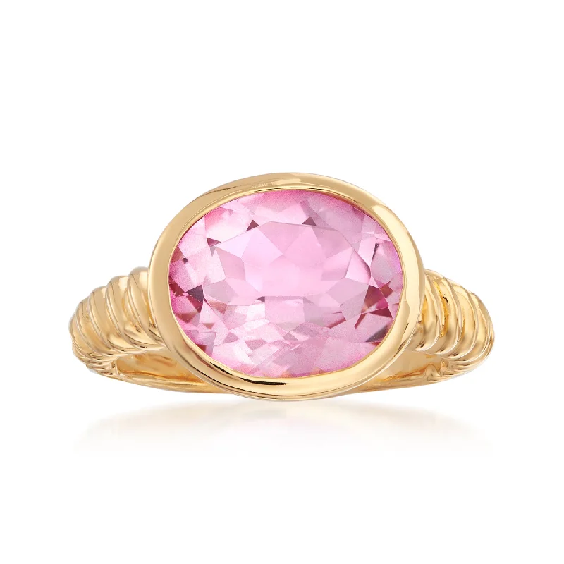 women unique cut engagement rings -Ross-Simons Pink Topaz Ring in 18kt Gold Over Sterling