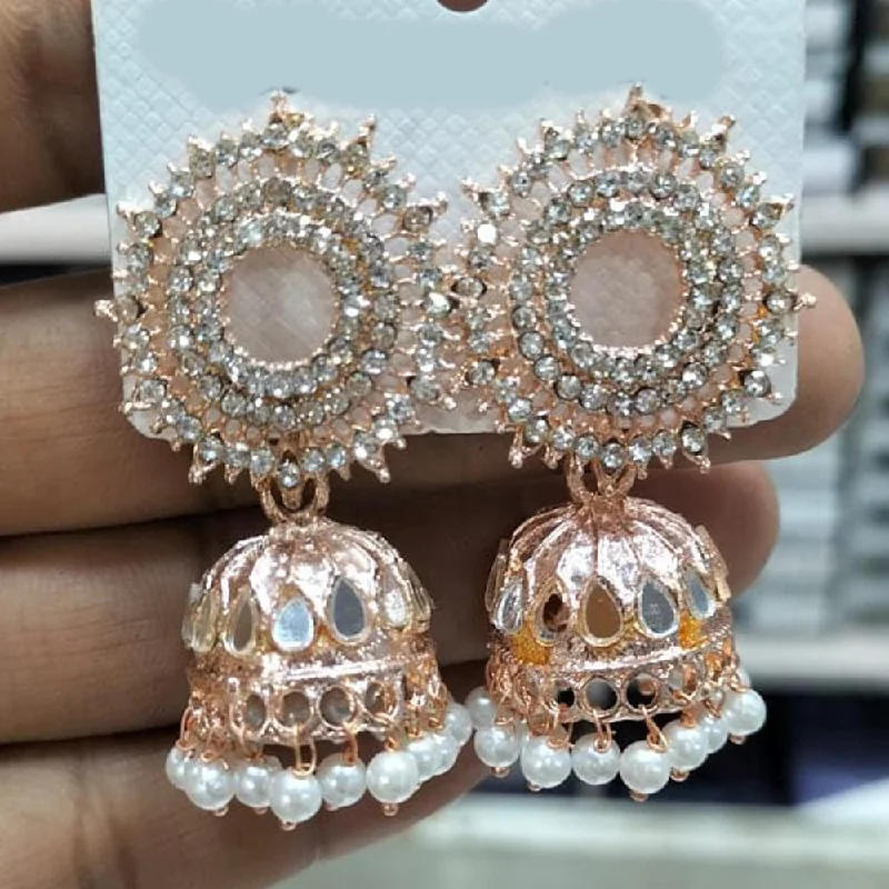 women diamond earrings -Kavita Art Rose Gold Plated Austrian Stone And Mirror Jhumki Earrings