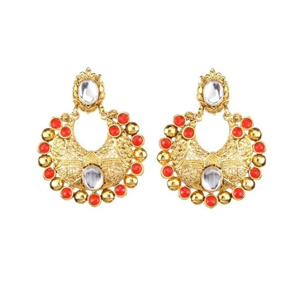 women moon earrings -The99Jewel Gold Plated Pota Stone Chandbali Earrings