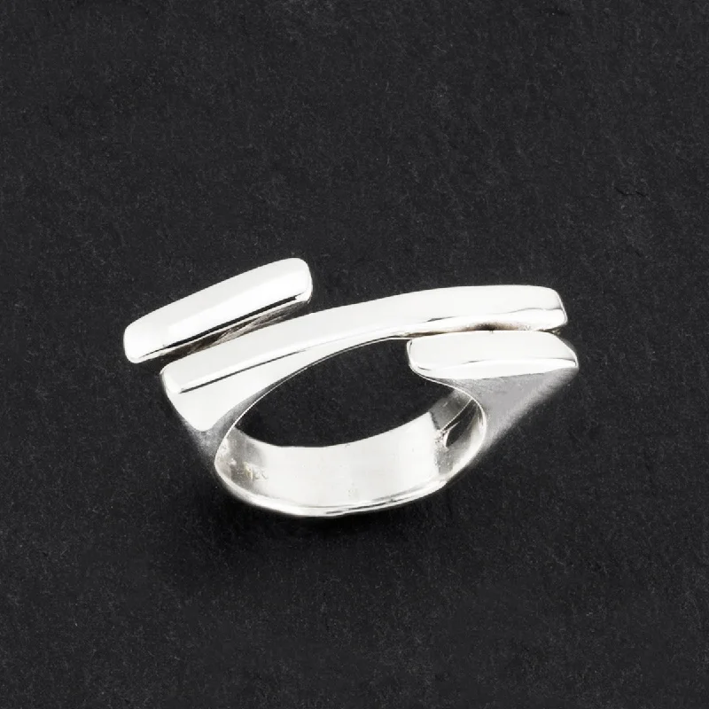 women affordable engagement rings -Sterling Silver Triple Bar Ring