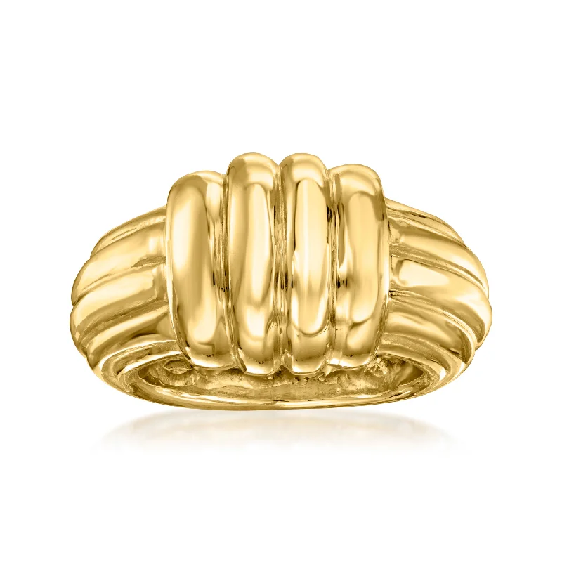 women art deco engagement rings -Ross-Simons Italian 14kt Yellow Gold Ribbed Ring