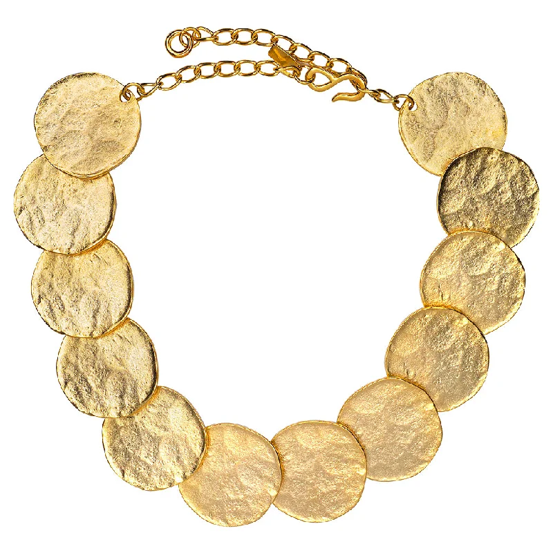 women stylish necklaces -Satin Gold Discs Necklace