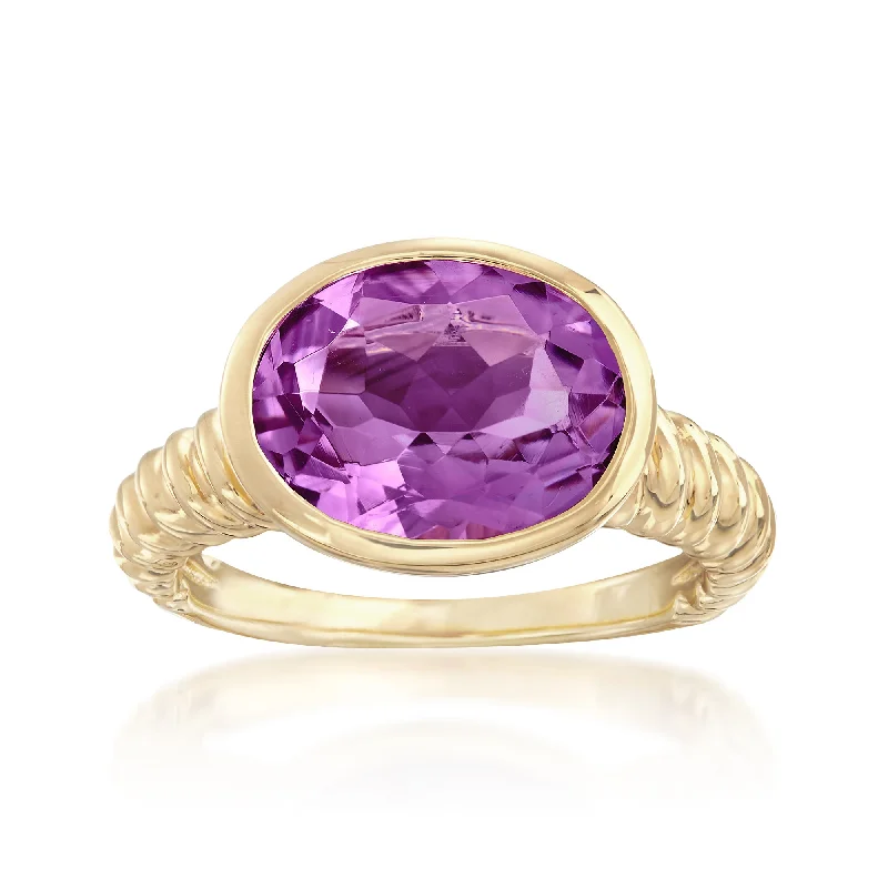 women custom wedding rings -Ross-Simons Oval Amethyst Ring in 18kt Gold Over Sterling